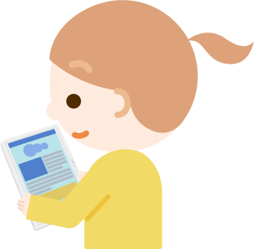 女の子がタブレット端末でブラウザ画面を見るイラスト1