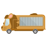 サファリバスのイラスト（ライオン）1