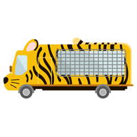 サファリバスのイラスト（トラ）1