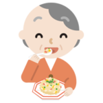 炒飯を食べる高齢者の女性のイラスト2