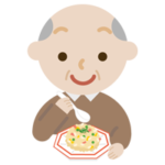 炒飯を食べる高齢者の男性のイラスト1