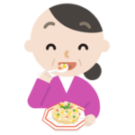 炒飯を食べる中年の女性のイラスト2