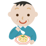 炒飯を食べる中年の男性のイラスト1