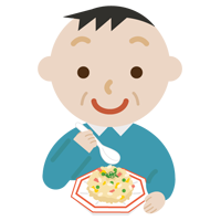 炒飯を食べる中年の男性のイラスト1