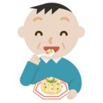 炒飯を食べる中年の男性のイラスト2