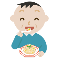炒飯を食べる中年の男性のイラスト2