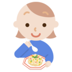 炒飯を食べる若い女性のイラスト1