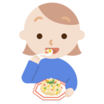 炒飯を食べる若い女性のイラスト2
