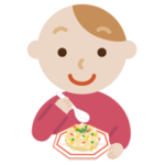 炒飯を食べる若い男性のイラスト1