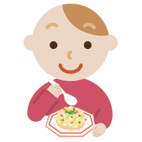 炒飯を食べる若い男性のイラスト1