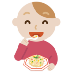 炒飯を食べる若い男性のイラスト2