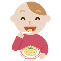 炒飯を食べる若い男性のイラスト2