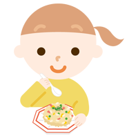 炒飯を食べる女の子のイラスト1