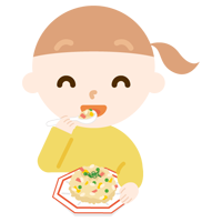 炒飯を食べる女の子のイラスト2