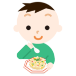 炒飯を食べる男の子のイラスト1