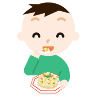炒飯を食べる男の子のイラスト2