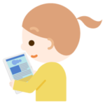 女の子がタブレット端末でブラウザ画面を見るイラスト1