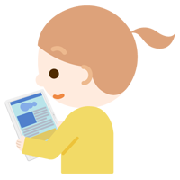 女の子がタブレット端末でブラウザ画面を見るイラスト1