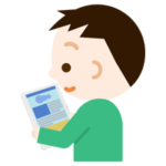 男の子がタブレット端末でブラウザ画面を見るイラスト1