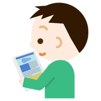 男の子がタブレット端末でブラウザ画面を見るイラスト1