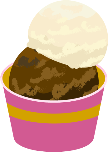 カップに入った2段アイスのイラスト(チョコ・バニラ)1