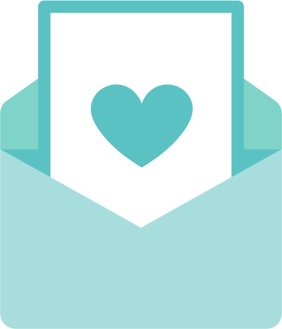 ラブレターのアイコンのイラスト(水色)