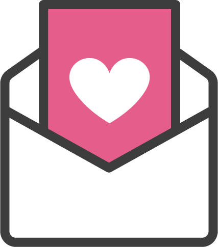 ラブレターのアイコンのイラスト(黒線)2