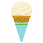 コーンに乗ったバニラアイスのイラスト