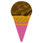 コーンに乗ったチョコアイスのイラスト