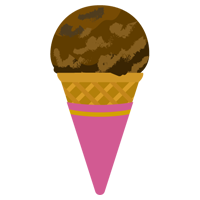 コーンに乗ったチョコアイスのイラスト