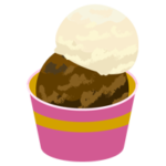 カップに入った2段アイスのイラスト（チョコ・バニラ）