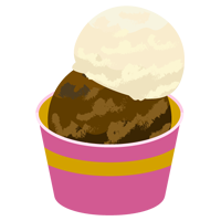 カップに入った2段アイスのイラスト（チョコ・バニラ）