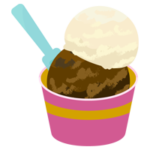 カップに入った2段アイスのイラスト（チョコ・バニラ）2
