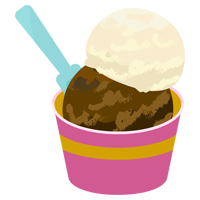 カップに入った2段アイスのイラスト（チョコ・バニラ）2