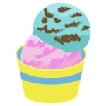 カップに入った2段アイスのイラスト（イチゴ・ミント）1