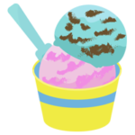 カップに入った2段アイスのイラスト（イチゴ・ミント）2