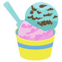 カップに入った2段アイスのイラスト（イチゴ・ミント）2