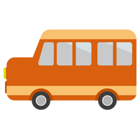 ボンネットバスのイラスト（オレンジ）