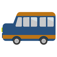 ボンネットバスのイラスト（紺）