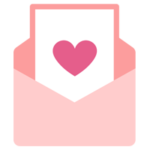 ラブレターのアイコンのイラスト（ピンク）