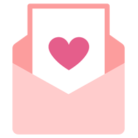 ラブレターのアイコンのイラスト（ピンク）