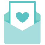 ラブレターのアイコンのイラスト（水色）