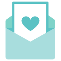 ラブレターのアイコンのイラスト（水色）