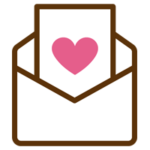 ラブレターのアイコンのイラスト（茶線）1