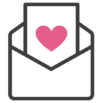 ラブレターのアイコンのイラスト（黒線）1