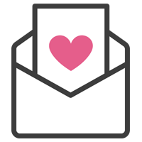 ラブレターのアイコンのイラスト（黒線）1