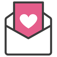 ラブレターのアイコンのイラスト（黒線）2