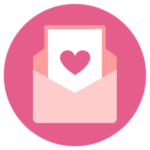ラブレターのアイコンのイラスト（ピンク・丸）