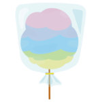 袋に入った綿飴のイラスト（虹色）