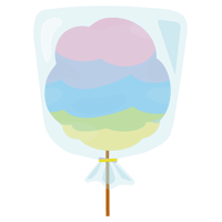 袋に入った綿飴のイラスト（虹色）
